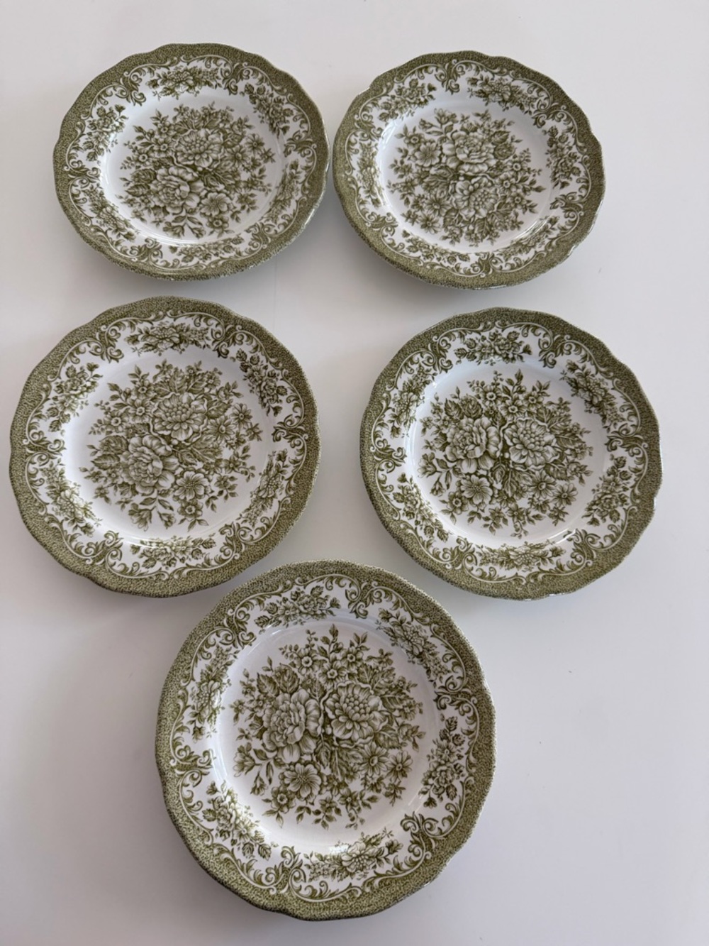 5 Royal Staffordshire Avondale Ironstone by J&G Meakingreen dessert Plates